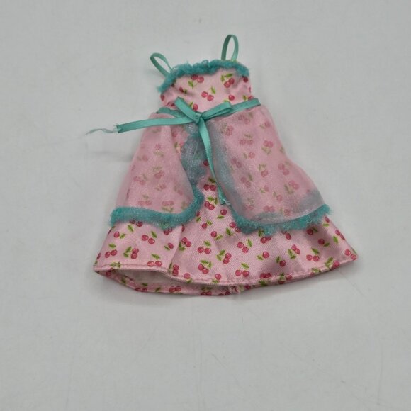 Spin Master Doll Dress With Pink Cherry Print & Sheer Overlay For Fashion Dolls - Picture 4 of 6
